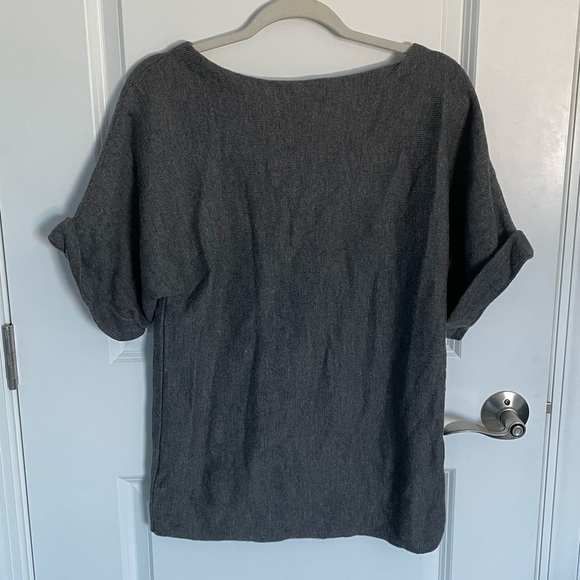 Eileen Fisher 100% merino wool boatneck rolled sleeve Sweater gray 35322 - Picture 5 of 11